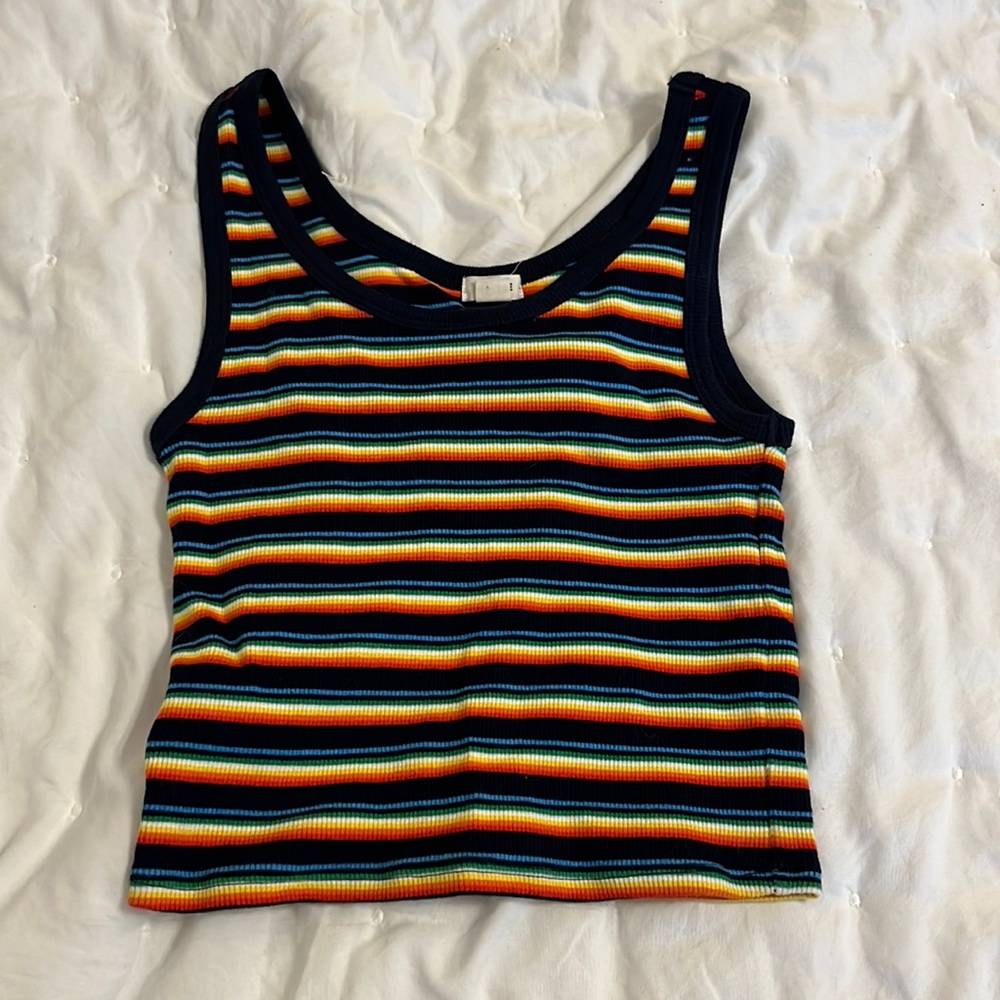 Garage rainbow striped tank in size XS